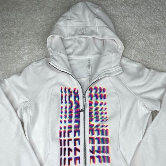 Lululemon Scuba Full Zip Hoodie White Seawheeze NEW - Picture 8 of 14